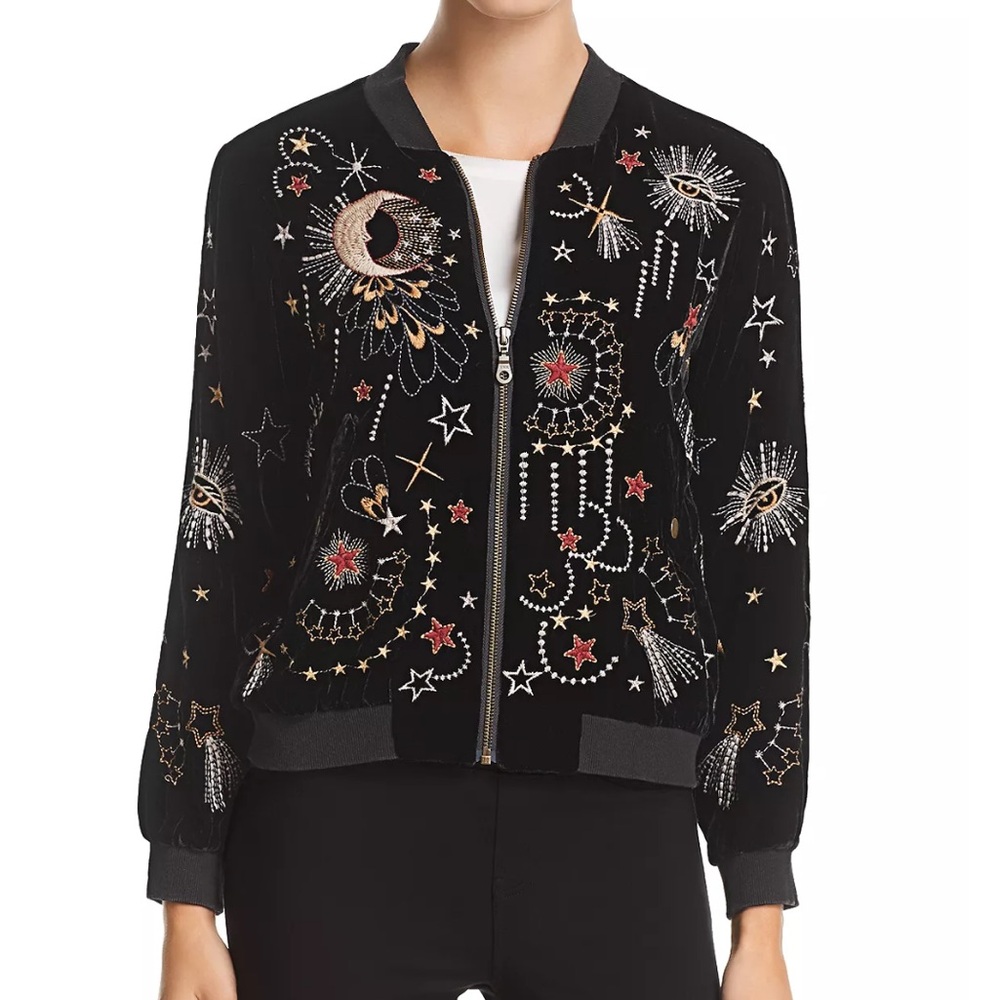 Johnny Was Callisto Velvet Bomber Jacket, Black, S